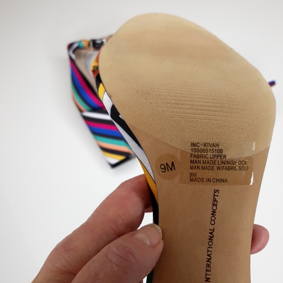 INC International Concepts Vibrant Fabric Striped Sandals Block Heel Size 9 - Picture 5 of 10